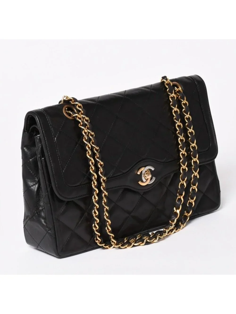 Chanel Quilted Double Flap Chain Shoulder Bag Limited Edition CC Logo Lambskin